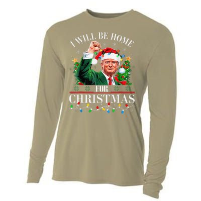 ILl Be Home For Christmas Santa Funny Trump Xmas Pajamas Cooling Performance Long Sleeve Crew