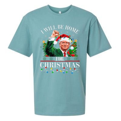 ILl Be Home For Christmas Santa Funny Trump Xmas Pajamas Sueded Cloud Jersey T-Shirt