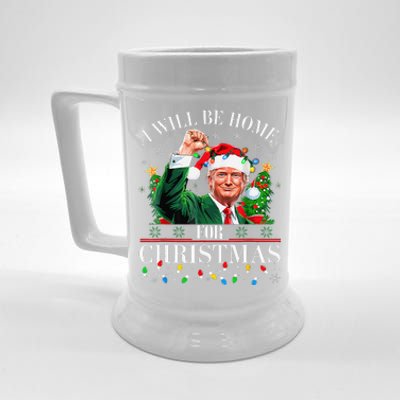 ILl Be Home For Christmas Santa Funny Trump Xmas Pajamas Beer Stein