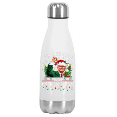 ILl Be Home For Christmas Santa Funny Trump Xmas Pajamas Stainless Steel Insulated Water Bottle