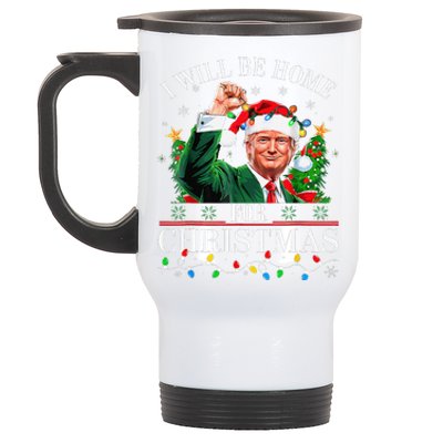 ILl Be Home For Christmas Santa Funny Trump Xmas Pajamas Stainless Steel Travel Mug