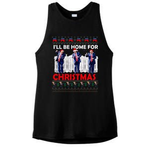 ILl Be Home For Christmas Santa Trump Xmas Pajamas Ladies PosiCharge Tri-Blend Wicking Tank