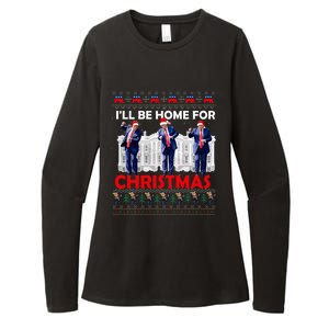 ILl Be Home For Christmas Santa Trump Xmas Pajamas Womens CVC Long Sleeve Shirt