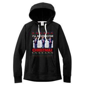 ILl Be Home For Christmas Santa Trump Xmas Pajamas Women's Fleece Hoodie