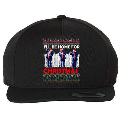 ILl Be Home For Christmas Santa Trump Xmas Pajamas Wool Snapback Cap