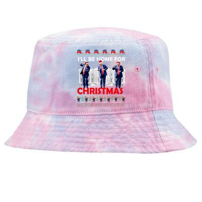 ILl Be Home For Christmas Santa Trump Xmas Pajamas Tie-Dyed Bucket Hat