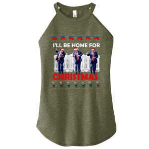 ILl Be Home For Christmas Santa Trump Xmas Pajamas Women's Perfect Tri Rocker Tank