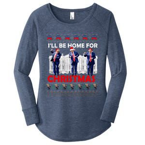 ILl Be Home For Christmas Santa Trump Xmas Pajamas Women's Perfect Tri Tunic Long Sleeve Shirt