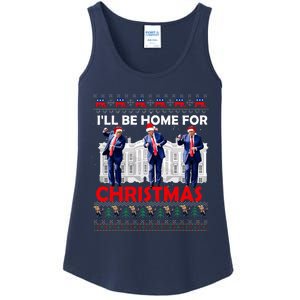 ILl Be Home For Christmas Santa Trump Xmas Pajamas Ladies Essential Tank