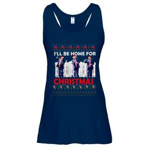 ILl Be Home For Christmas Santa Trump Xmas Pajamas Ladies Essential Flowy Tank