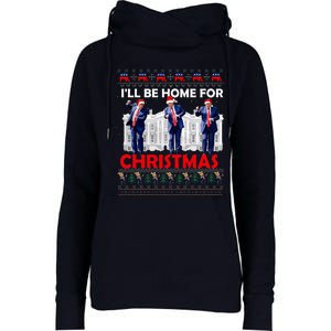 ILl Be Home For Christmas Santa Trump Xmas Pajamas Womens Funnel Neck Pullover Hood