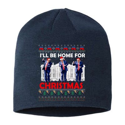 ILl Be Home For Christmas Santa Trump Xmas Pajamas Sustainable Beanie