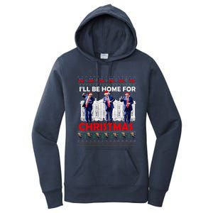 ILl Be Home For Christmas Santa Trump Xmas Pajamas Women's Pullover Hoodie