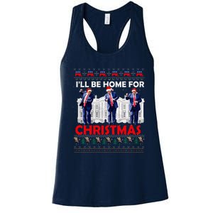 ILl Be Home For Christmas Santa Trump Xmas Pajamas Women's Racerback Tank