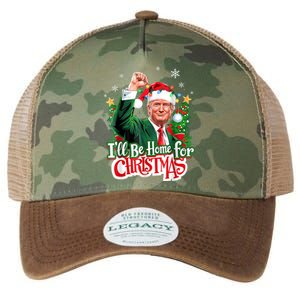 ILl Be Home For Christmas Funny Trump Santa 2024 Legacy Tie Dye Trucker Hat