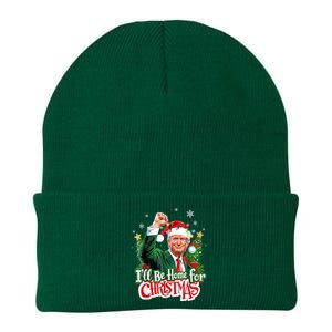 ILl Be Home For Christmas Funny Trump Santa 2024 Knit Cap Winter Beanie