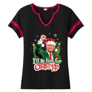 ILl Be Home For Christmas Funny Trump Santa 2024 Ladies Halftime Notch Neck Tee