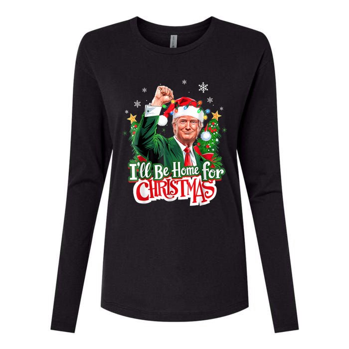 ILl Be Home For Christmas Funny Trump Santa 2024 Womens Cotton Relaxed Long Sleeve T-Shirt