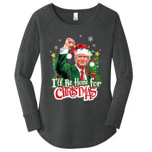 ILl Be Home For Christmas Funny Trump Santa 2024 Women's Perfect Tri Tunic Long Sleeve Shirt