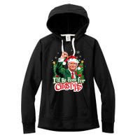 ILl Be Home For Christmas Funny Trump Santa 2024 Women's Fleece Hoodie