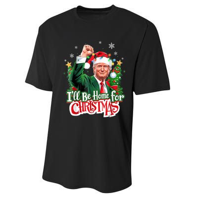 ILl Be Home For Christmas Funny Trump Santa 2024 Performance Sprint T-Shirt