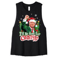 ILl Be Home For Christmas Funny Trump Santa 2024 Women's Racerback Cropped Tank