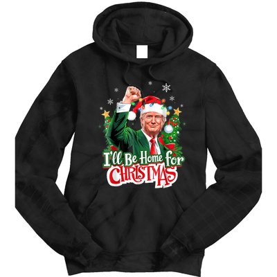 ILl Be Home For Christmas Funny Trump Santa 2024 Tie Dye Hoodie