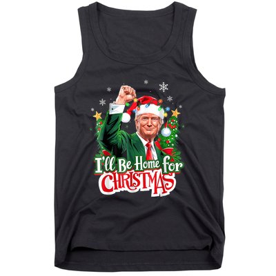 ILl Be Home For Christmas Funny Trump Santa 2024 Tank Top