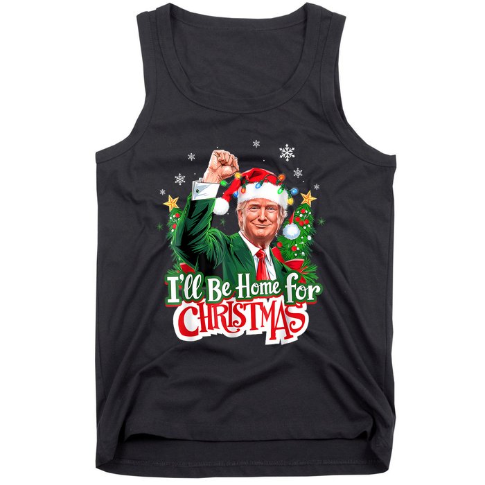 ILl Be Home For Christmas Funny Trump Santa 2024 Tank Top