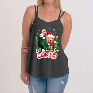 ILl Be Home For Christmas Funny Trump Santa 2024 Women's Strappy Tank