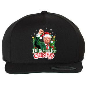 ILl Be Home For Christmas Funny Trump Santa 2024 Wool Snapback Cap