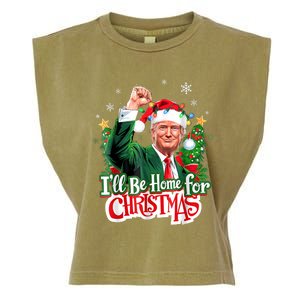 ILl Be Home For Christmas Funny Trump Santa 2024 Garment-Dyed Women's Muscle Tee