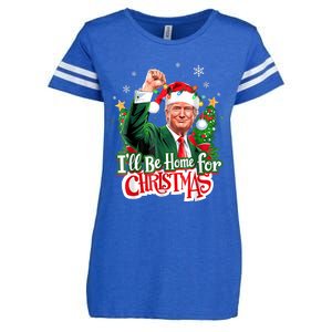 ILl Be Home For Christmas Funny Trump Santa 2024 Enza Ladies Jersey Football T-Shirt