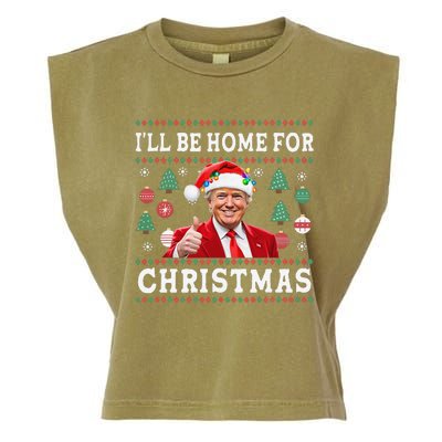 ILl Be Home For Christmas Donald Trump Santa Christmas Garment-Dyed Women's Muscle Tee