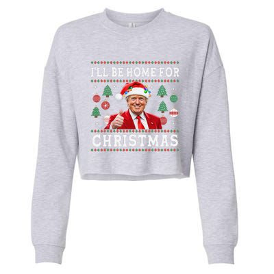 ILl Be Home For Christmas Donald Trump Santa Christmas Cropped Pullover Crew