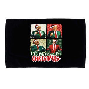 ILl Be Home For Christmas Santa Funny Trump Xmas Pajamas Microfiber Hand Towel