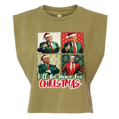 ILl Be Home For Christmas Santa Funny Trump Xmas Pajamas Garment-Dyed Women's Muscle Tee