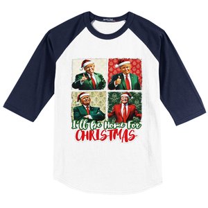 ILl Be Home For Christmas Santa Funny Trump Xmas Pajamas Baseball Sleeve Shirt