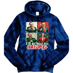 ILl Be Home For Christmas Santa Funny Trump Xmas Pajamas Tie Dye Hoodie