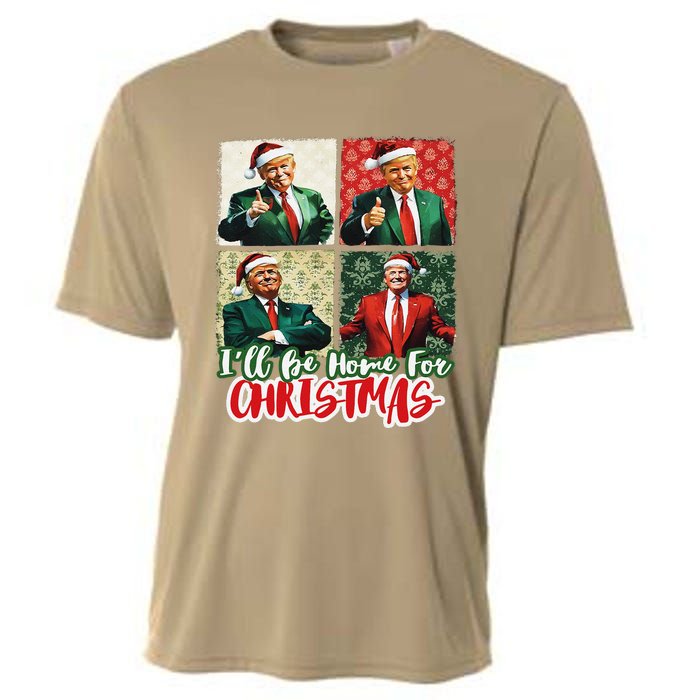 ILl Be Home For Christmas Santa Funny Trump Xmas Pajamas Cooling Performance Crew T-Shirt