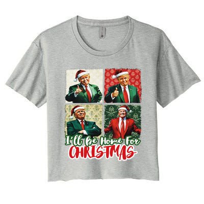 ILl Be Home For Christmas Santa Funny Trump Xmas Pajamas Women's Crop Top Tee