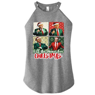 ILl Be Home For Christmas Santa Funny Trump Xmas Pajamas Women’s Perfect Tri Rocker Tank