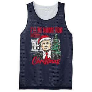 ILl Be Home For Christmas Funny Santa Trump Xmas Pajamas Mesh Reversible Basketball Jersey Tank