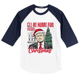 ILl Be Home For Christmas Funny Santa Trump Xmas Pajamas Baseball Sleeve Shirt