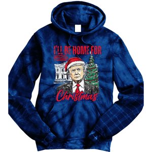 ILl Be Home For Christmas Funny Santa Trump Xmas Pajamas Tie Dye Hoodie