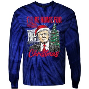 ILl Be Home For Christmas Funny Santa Trump Xmas Pajamas Tie-Dye Long Sleeve Shirt