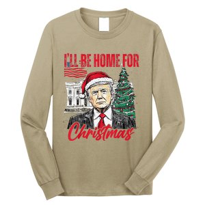 ILl Be Home For Christmas Funny Santa Trump Xmas Pajamas Long Sleeve Shirt