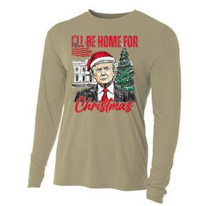 ILl Be Home For Christmas Funny Santa Trump Xmas Pajamas Cooling Performance Long Sleeve Crew