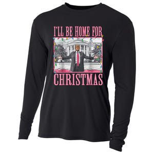 ILl Be Home For Christmas Santa Funny Trump Xmas Pajamas Cooling Performance Long Sleeve Crew