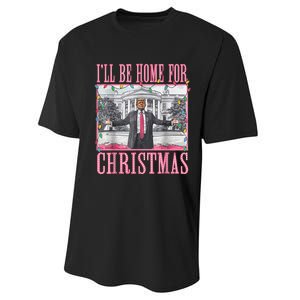 ILl Be Home For Christmas Santa Funny Trump Xmas Pajamas Performance Sprint T-Shirt